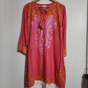 Embroidered 3/4 Sleeves Dress